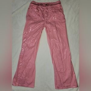Girls NWOT Sz 16 Justice Wicked Edition Pink Glitter Baggy Jeans